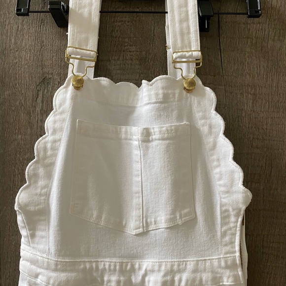 Frame Denim Scallop Edge Overalls in Blanc or White, Sz XS - Picture 5 of 10